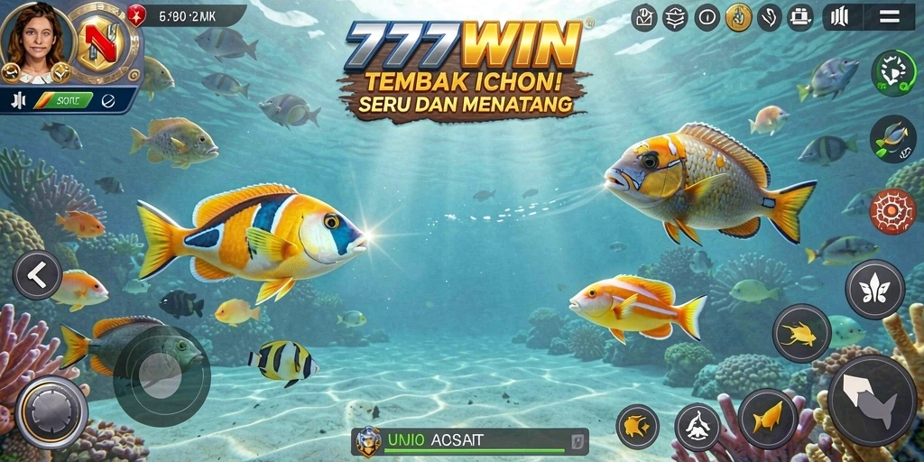Screenshot utama menunjukkan aksi menembak ikan yang mendebarkan.