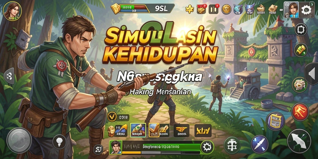 Screenshot gameplay 9SL menampilkan interaksi karakter dalam dunia simulasi.
