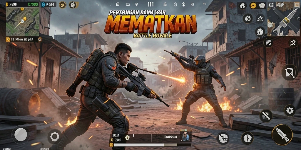 Tampilan mendebarkan dalam pertarungan Battle Royale C7890.