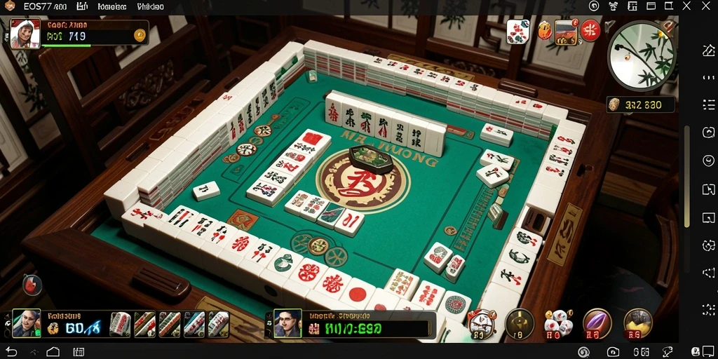 Tampilan gameplay seru di EOS77, menampilkan aksi pencocokan ubin Mahjong.
