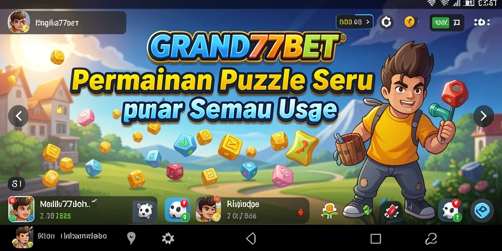 Tangkapan layar gameplay seru GRAND77BET dengan visual puzzle yang menarik.