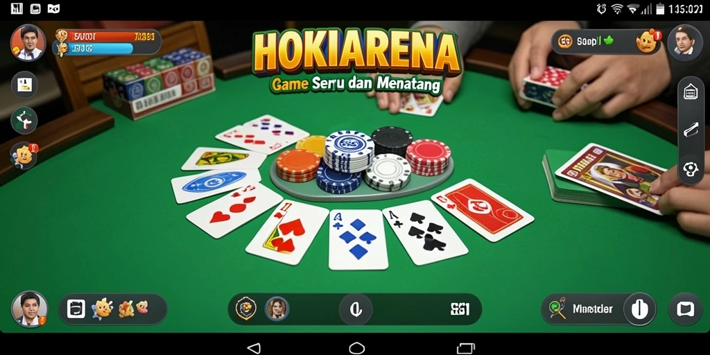 Tampilan gameplay HOKIARENA dengan kartu Gaple yang menarik.