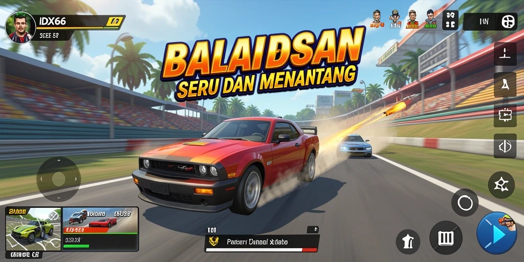 Tampilan gameplay seru di lintasan balapan