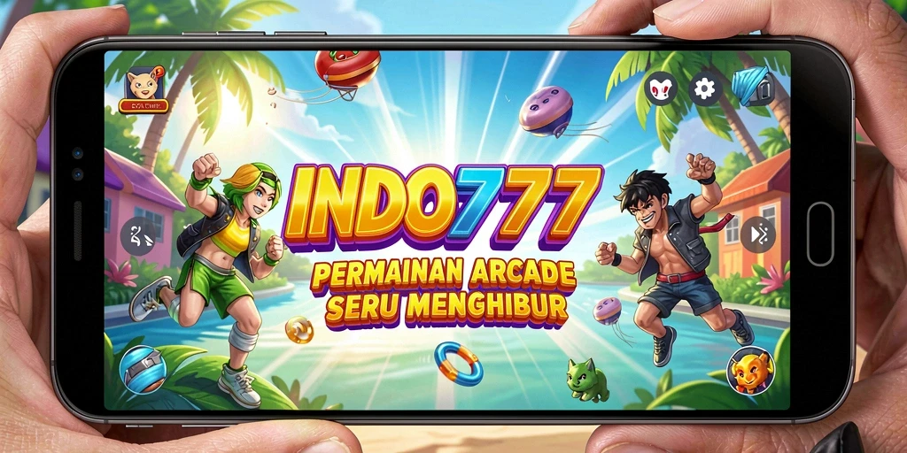 Tangkapan layar utama INDO777 menampilkan momen seru dari bermain game Arcade.