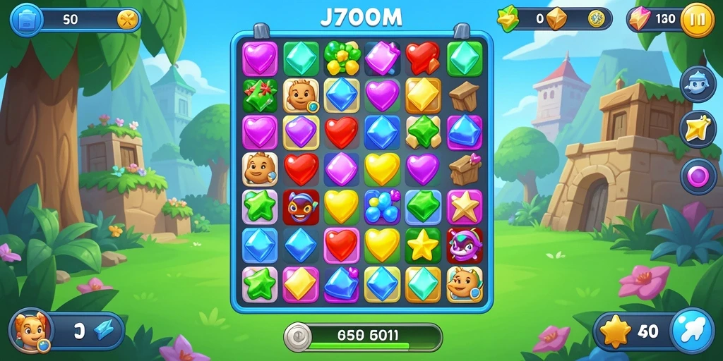 Tampilan gameplay J200M yang menarik dan penuh warna.