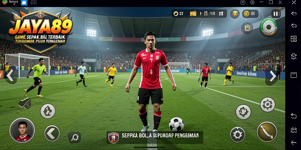 Tampilan grafik gameplay dan aksi sepak bola yang dinamis.