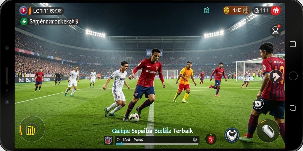 Tangkapan layar menampilkan gameplay seru di LG111 dengan aksi sepak bola.