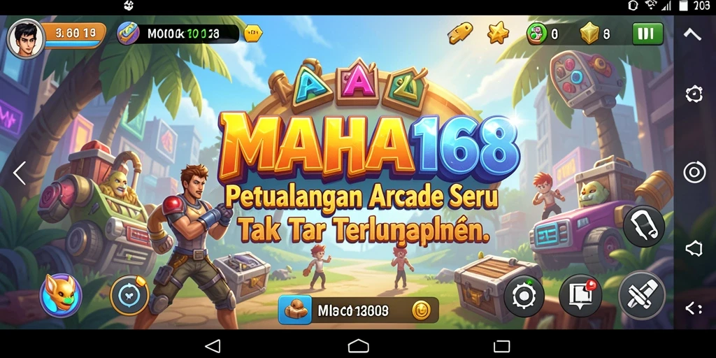 Screenshot gameplay MAHA168 menampilkan aksi Arcade yang mendebarkan.