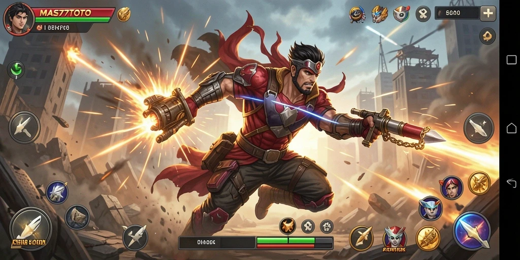 Screenshot menampilkan aksi intens dalam game MAS77TOTO.