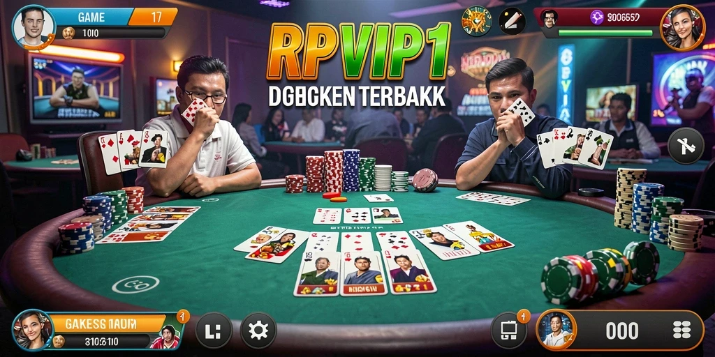 Tampilan gameplay seru RPVIP1 dengan pemain aktif di meja Poker.