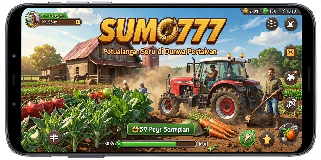 Tampilan seru gameplay SUMO777 dengan ladang yang subur dan tanaman beraneka ragam.