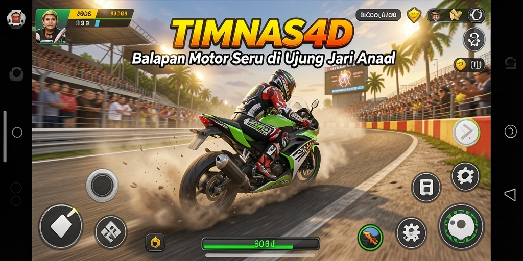 Gameplay mendebarkan di racetrack TIMNAS4D.