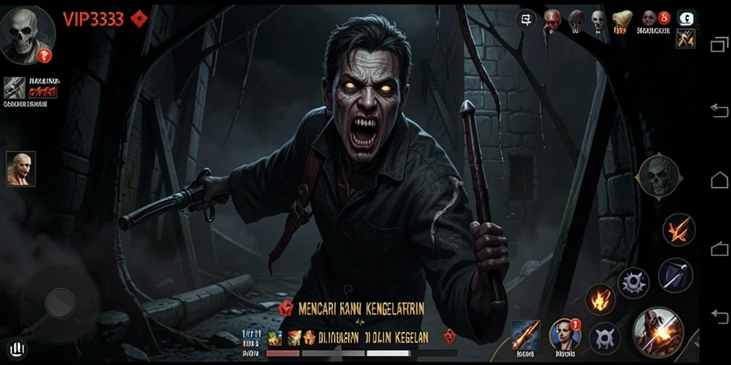 Tampilan gameplay menegangkan di dalam kegelapan yang mencekam.