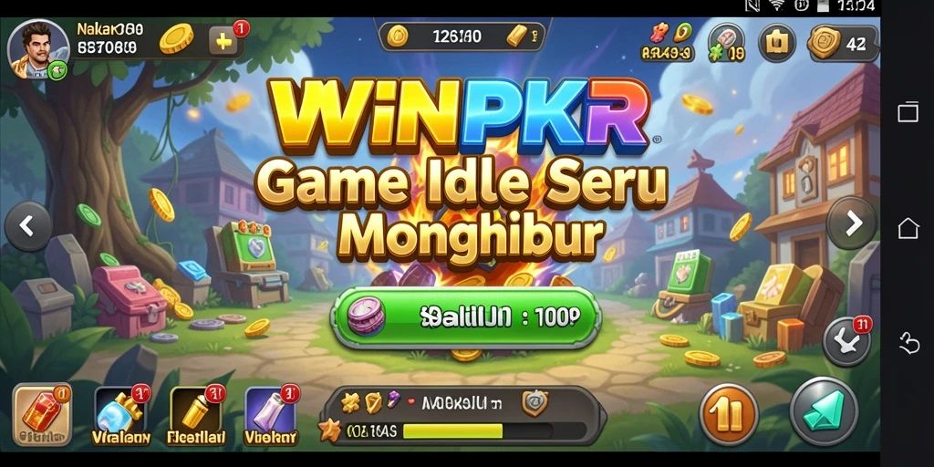 Tangkapan layar gameplay WINPKR menampilkan antarmuka permainan Idle yang sederhana dan menarik.